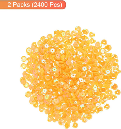 Iridescent Sequins 2400Pcs Cup Sequins for Jewelry Making, Crafts, Embroidery, Sewing - Yellow