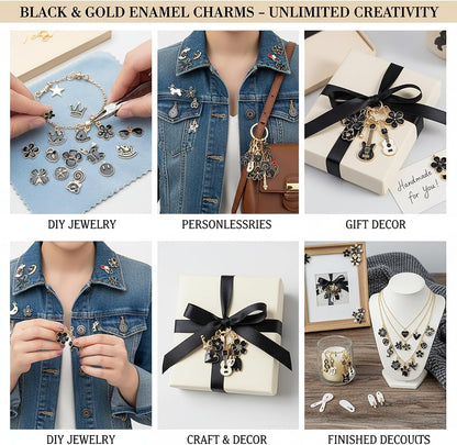 100 Pcs Random Enamel Charms for Jewelry Making Flowers, Hearts, and Mixed Styles Bracelet Necklaces Earrings Making Findings Supplies (SN1256-Yellow)