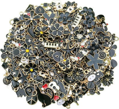 100 Pcs Random Enamel Charms for Jewelry Making Flowers, Hearts, and Mixed Styles Bracelet Necklaces Earrings Making Findings Supplies (SN1256-Yellow)