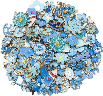 100 Pcs Random Enamel Charms for Jewelry Making Flowers, Hearts, and Mixed Styles Bracelet Necklaces Earrings Making Findings Supplies (SN1256-Yellow)