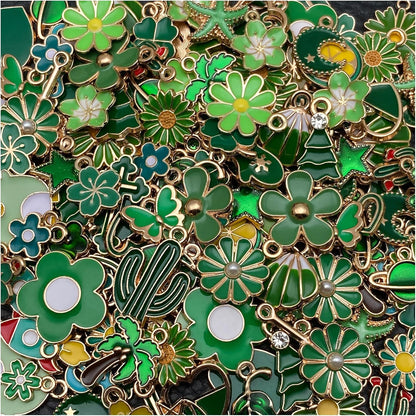 100 Pcs Random Enamel Charms for Jewelry Making Flowers, Hearts, and Mixed Styles Bracelet Necklaces Earrings Making Findings Supplies (SN1256-Yellow)