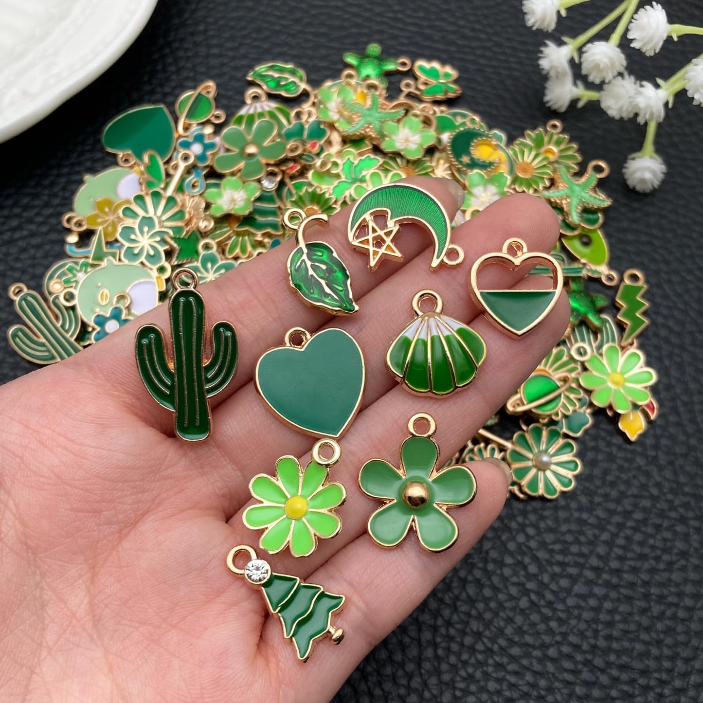 100 Pcs Random Enamel Charms for Jewelry Making Flowers, Hearts, and Mixed Styles Bracelet Necklaces Earrings Making Findings Supplies (SN1256-Yellow)