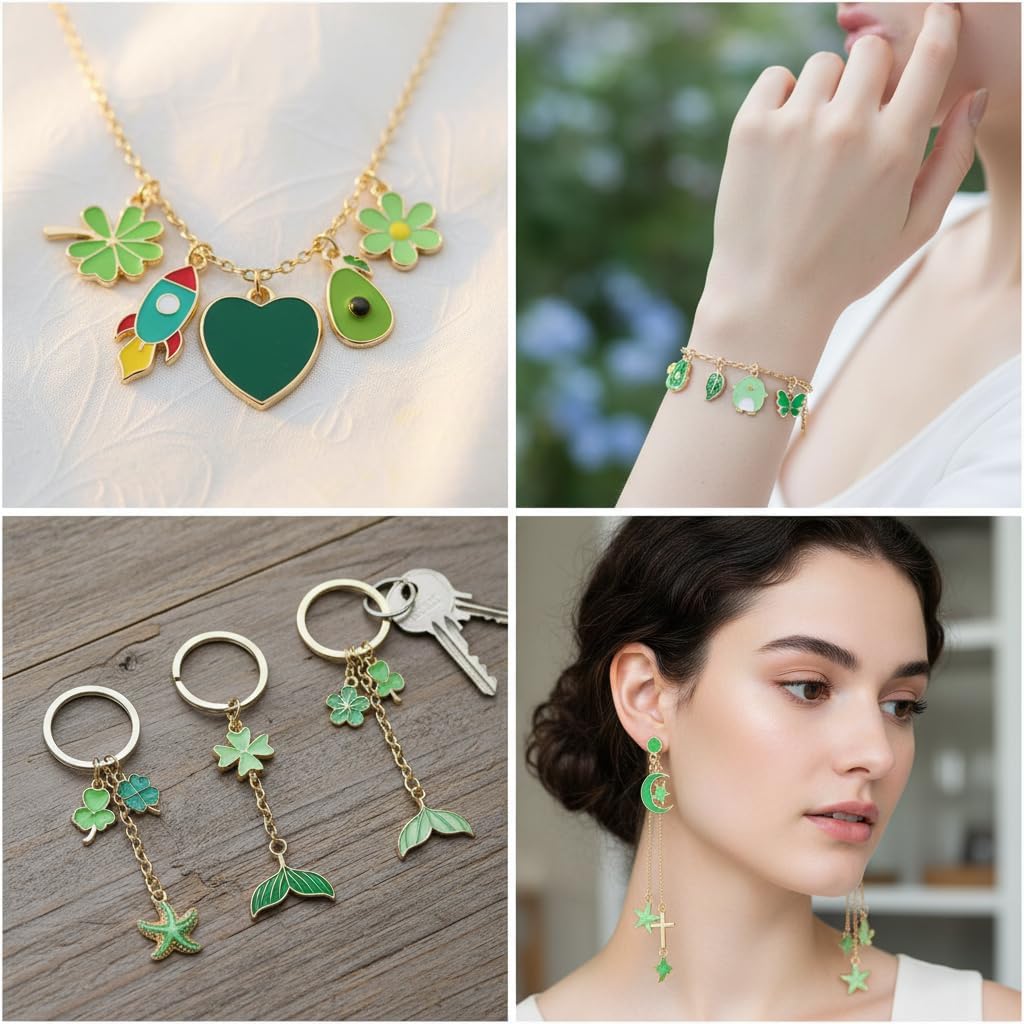 100 Pcs Random Enamel Charms for Jewelry Making Flowers, Hearts, and Mixed Styles Bracelet Necklaces Earrings Making Findings Supplies (SN1256-Yellow)