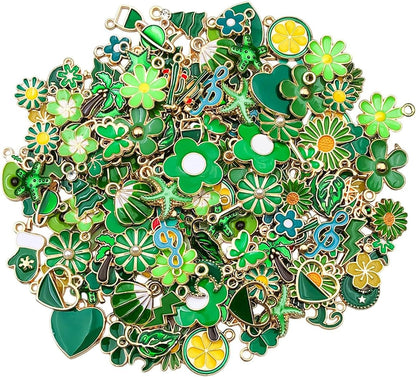100 Pcs Random Enamel Charms for Jewelry Making Flowers, Hearts, and Mixed Styles Bracelet Necklaces Earrings Making Findings Supplies (SN1256-Yellow)