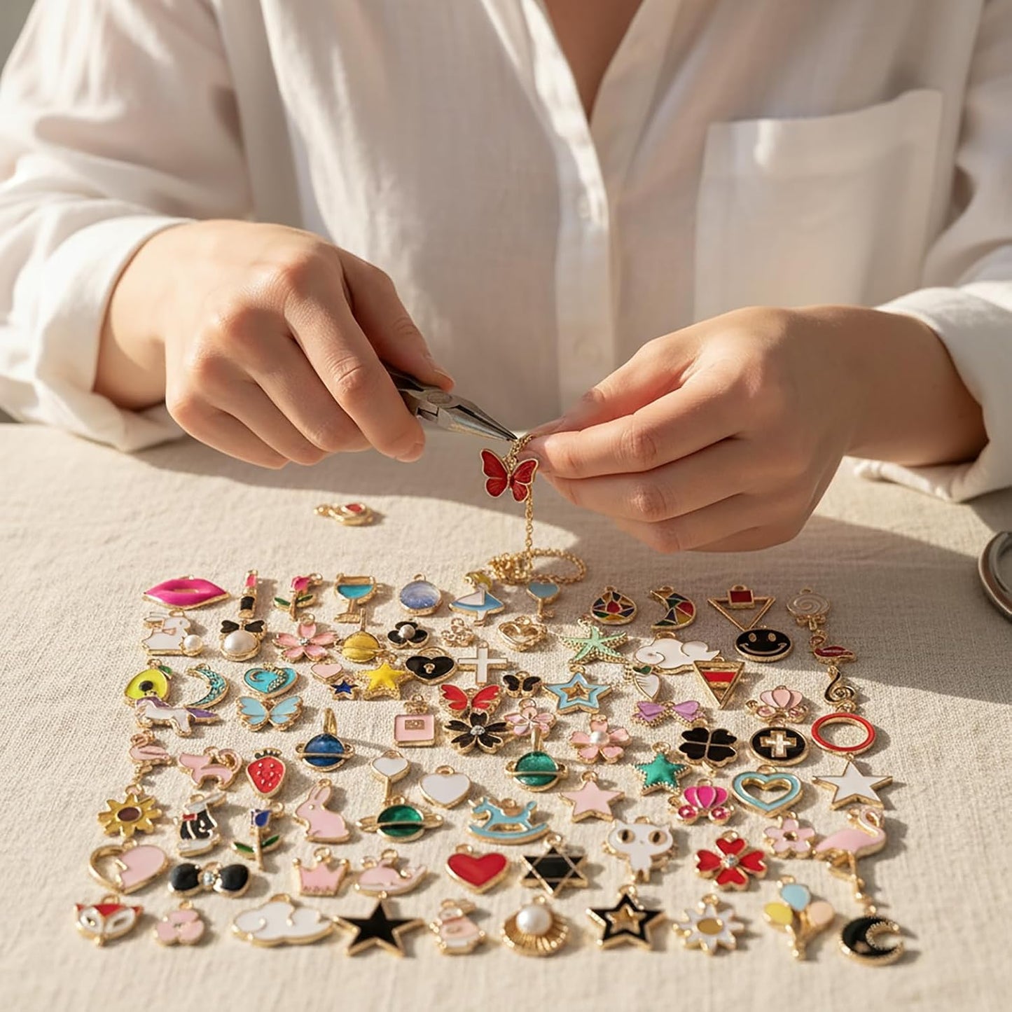 100 Pcs Random Enamel Charms for Jewelry Making Flowers, Hearts, and Mixed Styles Bracelet Necklaces Earrings Making Findings Supplies (SN1256-Yellow)