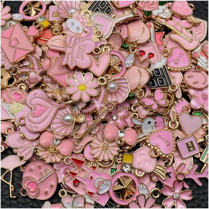 100 Pcs Random Enamel Charms for Jewelry Making Flowers, Hearts, and Mixed Styles Bracelet Necklaces Earrings Making Findings Supplies (SN1256-Yellow)