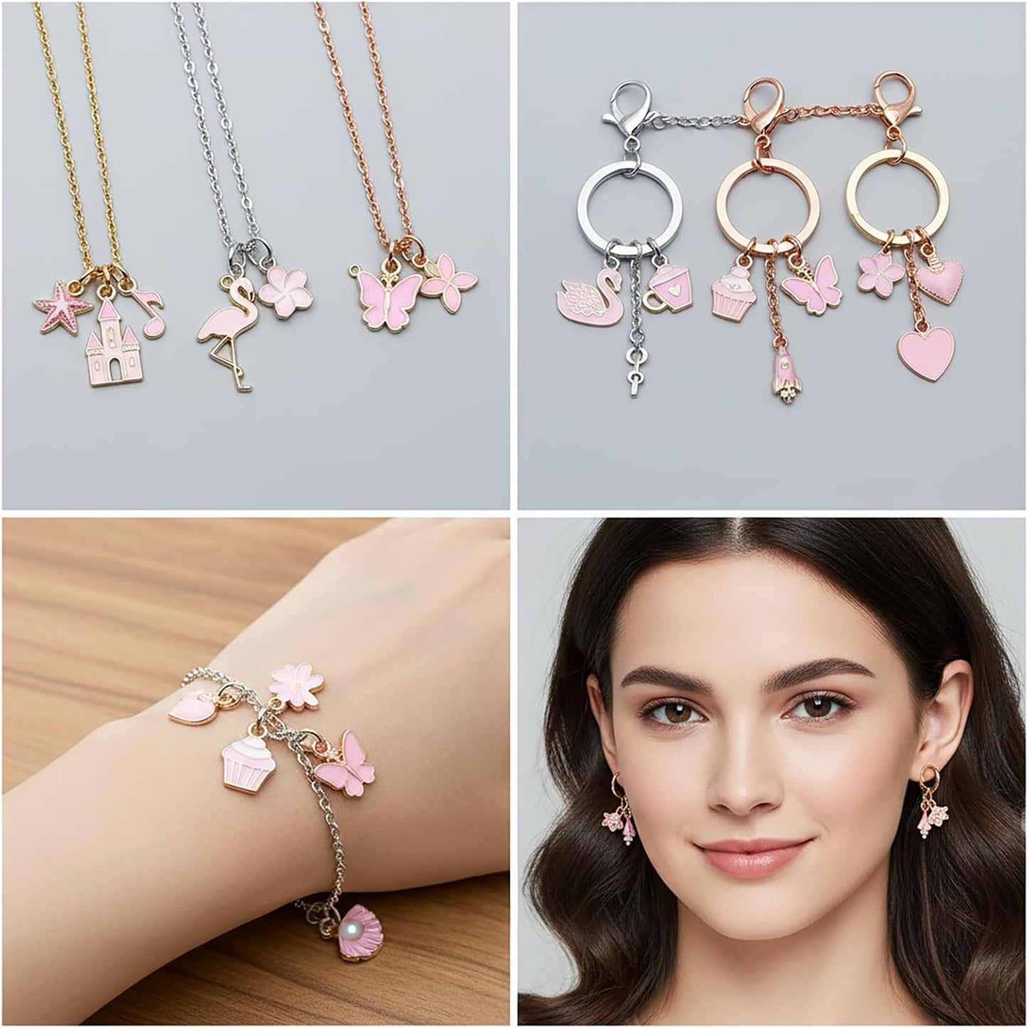 100 Pcs Random Enamel Charms for Jewelry Making Flowers, Hearts, and Mixed Styles Bracelet Necklaces Earrings Making Findings Supplies (SN1256-Yellow)