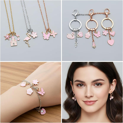 100 Pcs Random Enamel Charms for Jewelry Making Flowers, Hearts, and Mixed Styles Bracelet Necklaces Earrings Making Findings Supplies (SN1256-Yellow)