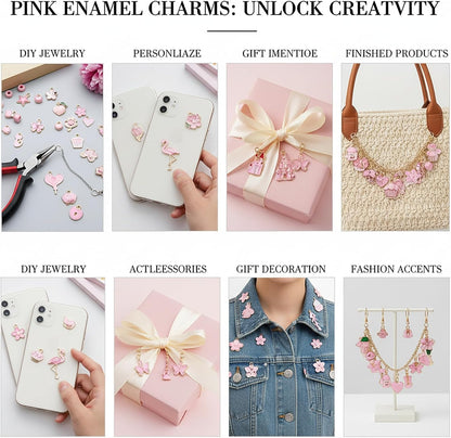 100 Pcs Random Enamel Charms for Jewelry Making Flowers, Hearts, and Mixed Styles Bracelet Necklaces Earrings Making Findings Supplies (SN1256-Yellow)