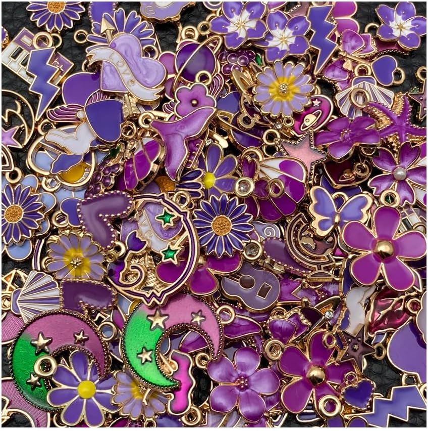 100 Pcs Random Enamel Charms for Jewelry Making Flowers, Hearts, and Mixed Styles Bracelet Necklaces Earrings Making Findings Supplies (SN1256-Yellow)
