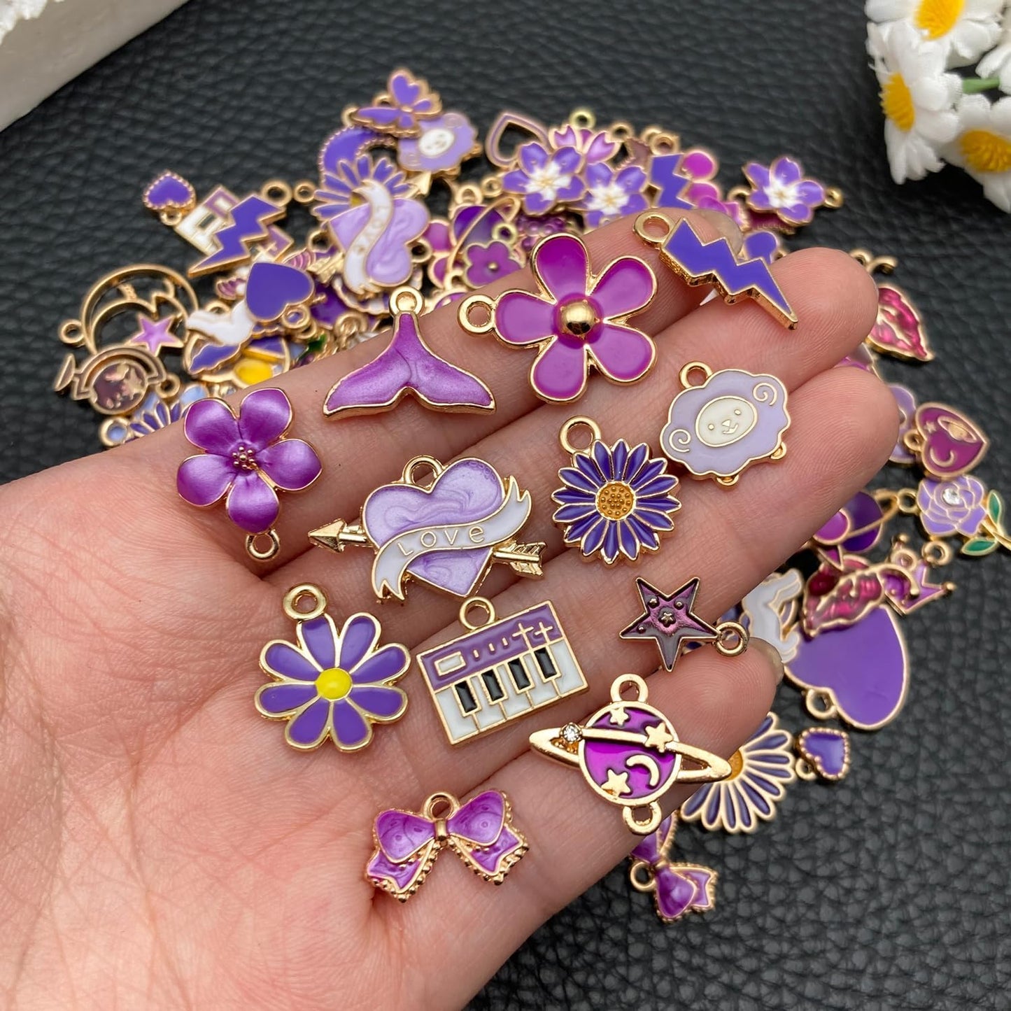 100 Pcs Random Enamel Charms for Jewelry Making Flowers, Hearts, and Mixed Styles Bracelet Necklaces Earrings Making Findings Supplies (SN1256-Yellow)