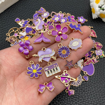 100 Pcs Random Enamel Charms for Jewelry Making Flowers, Hearts, and Mixed Styles Bracelet Necklaces Earrings Making Findings Supplies (SN1256-Yellow)