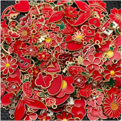 100 Pcs Random Enamel Charms for Jewelry Making Flowers, Hearts, and Mixed Styles Bracelet Necklaces Earrings Making Findings Supplies (SN1256-Yellow)