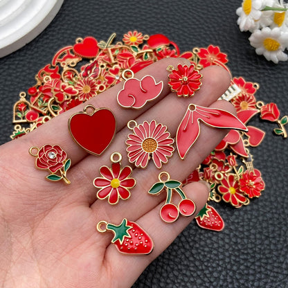 100 Pcs Random Enamel Charms for Jewelry Making Flowers, Hearts, and Mixed Styles Bracelet Necklaces Earrings Making Findings Supplies (SN1256-Yellow)
