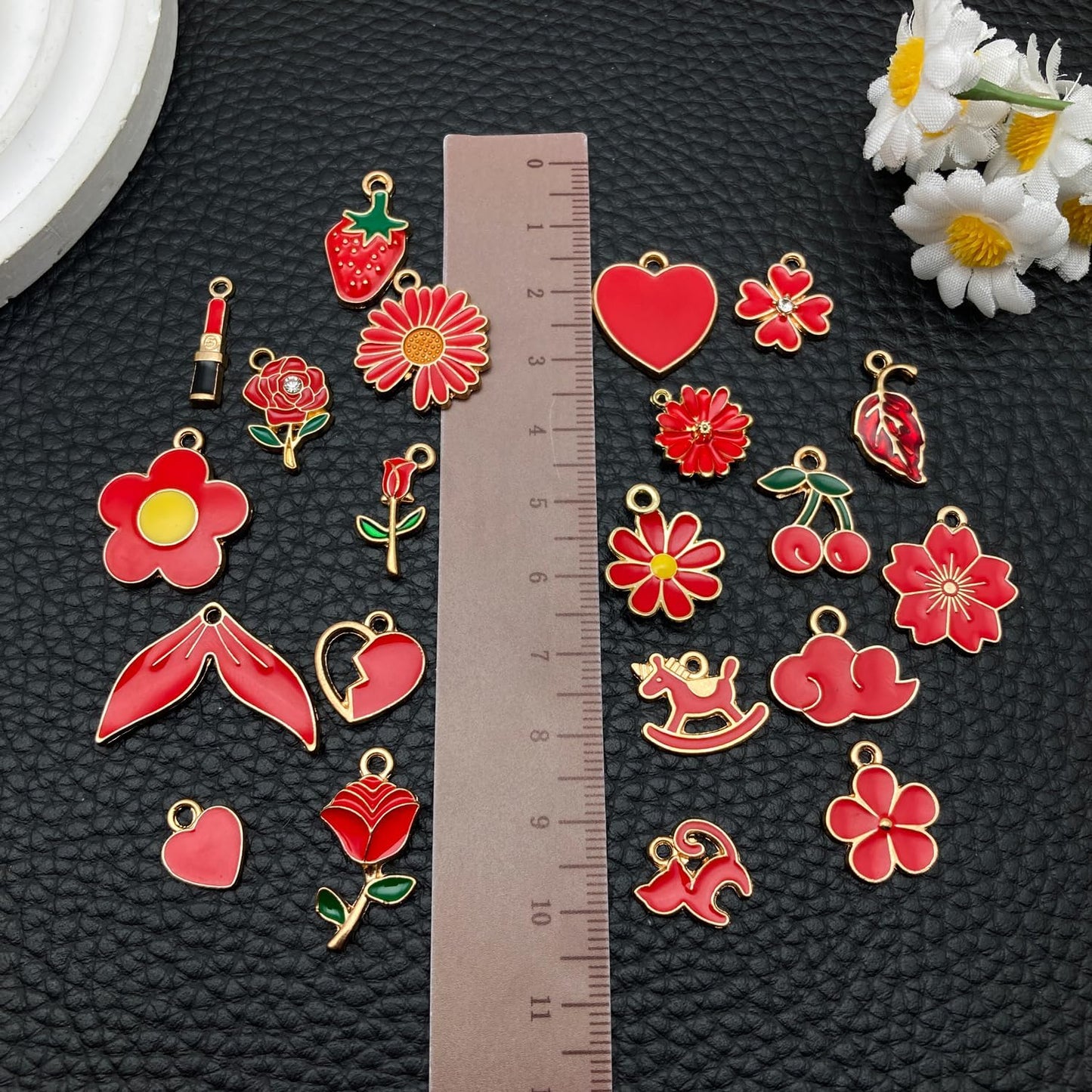 100 Pcs Random Enamel Charms for Jewelry Making Flowers, Hearts, and Mixed Styles Bracelet Necklaces Earrings Making Findings Supplies (SN1256-Yellow)