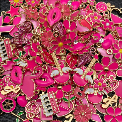 100 Pcs Random Enamel Charms for Jewelry Making Flowers, Hearts, and Mixed Styles Bracelet Necklaces Earrings Making Findings Supplies (SN1256-Yellow)