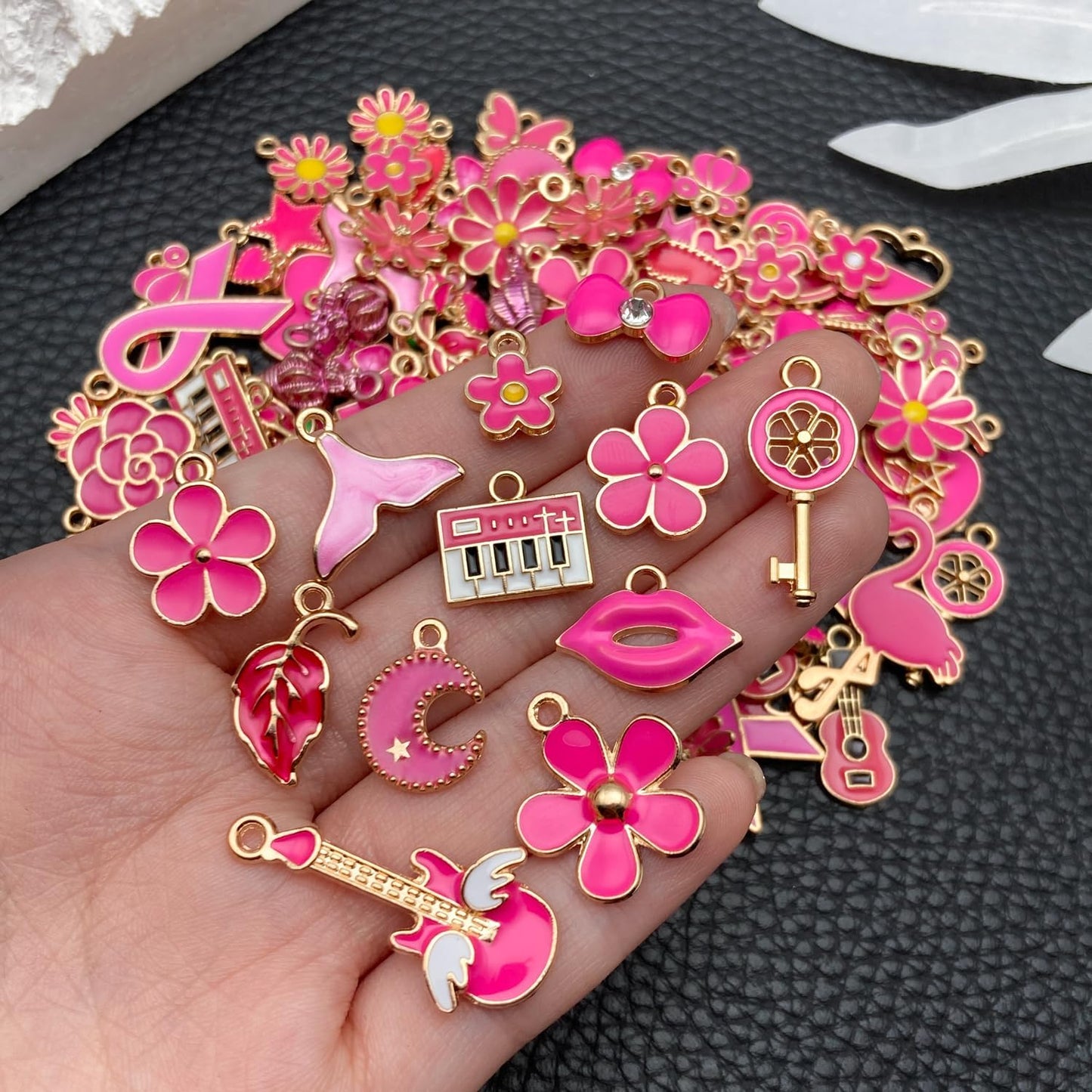 100 Pcs Random Enamel Charms for Jewelry Making Flowers, Hearts, and Mixed Styles Bracelet Necklaces Earrings Making Findings Supplies (SN1256-Yellow)