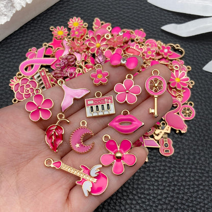 100 Pcs Random Enamel Charms for Jewelry Making Flowers, Hearts, and Mixed Styles Bracelet Necklaces Earrings Making Findings Supplies (SN1256-Yellow)