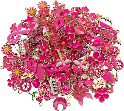 100 Pcs Random Enamel Charms for Jewelry Making Flowers, Hearts, and Mixed Styles Bracelet Necklaces Earrings Making Findings Supplies (SN1256-Yellow)