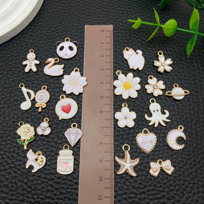 100 Pcs Random Enamel Charms for Jewelry Making Flowers, Hearts, and Mixed Styles Bracelet Necklaces Earrings Making Findings Supplies (SN1256-Yellow)