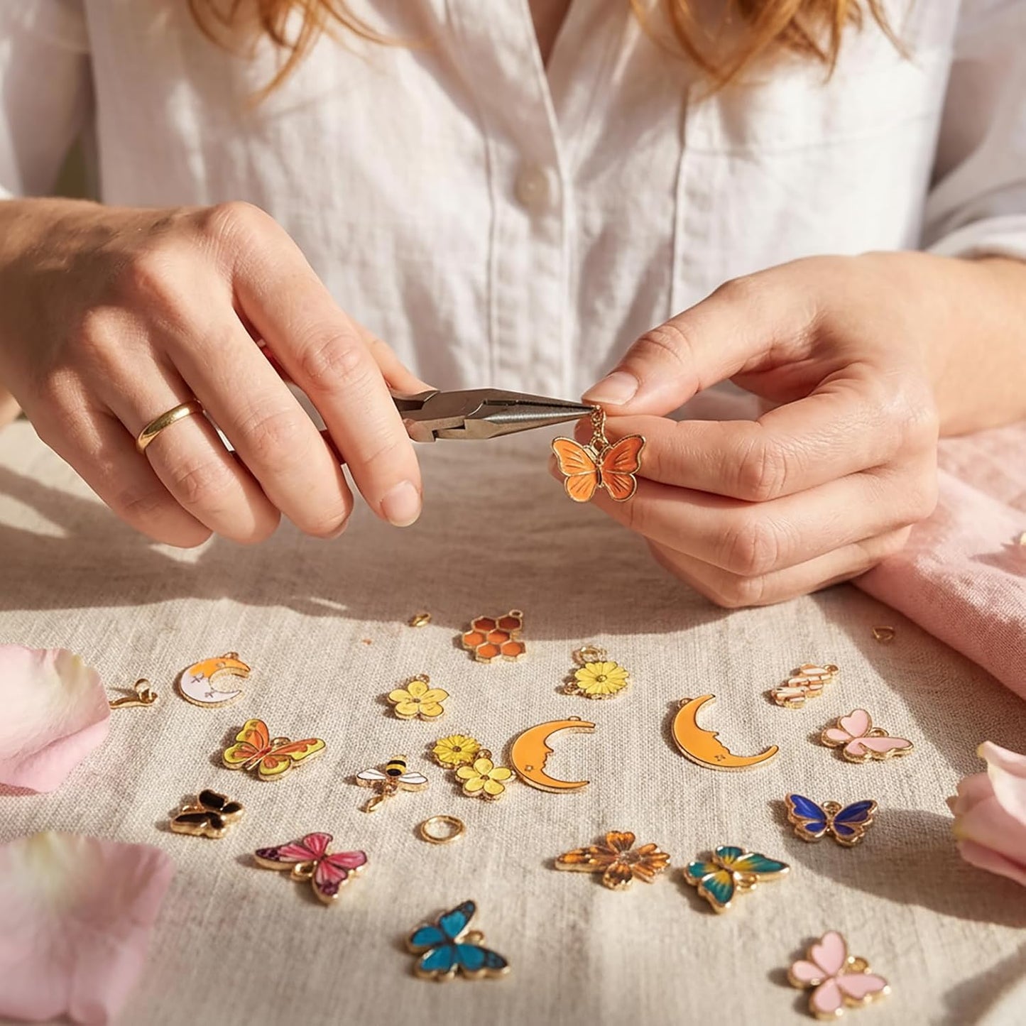 100 Pcs Random Enamel Charms for Jewelry Making Flowers, Hearts, and Mixed Styles Bracelet Necklaces Earrings Making Findings Supplies (SN1256-Yellow)