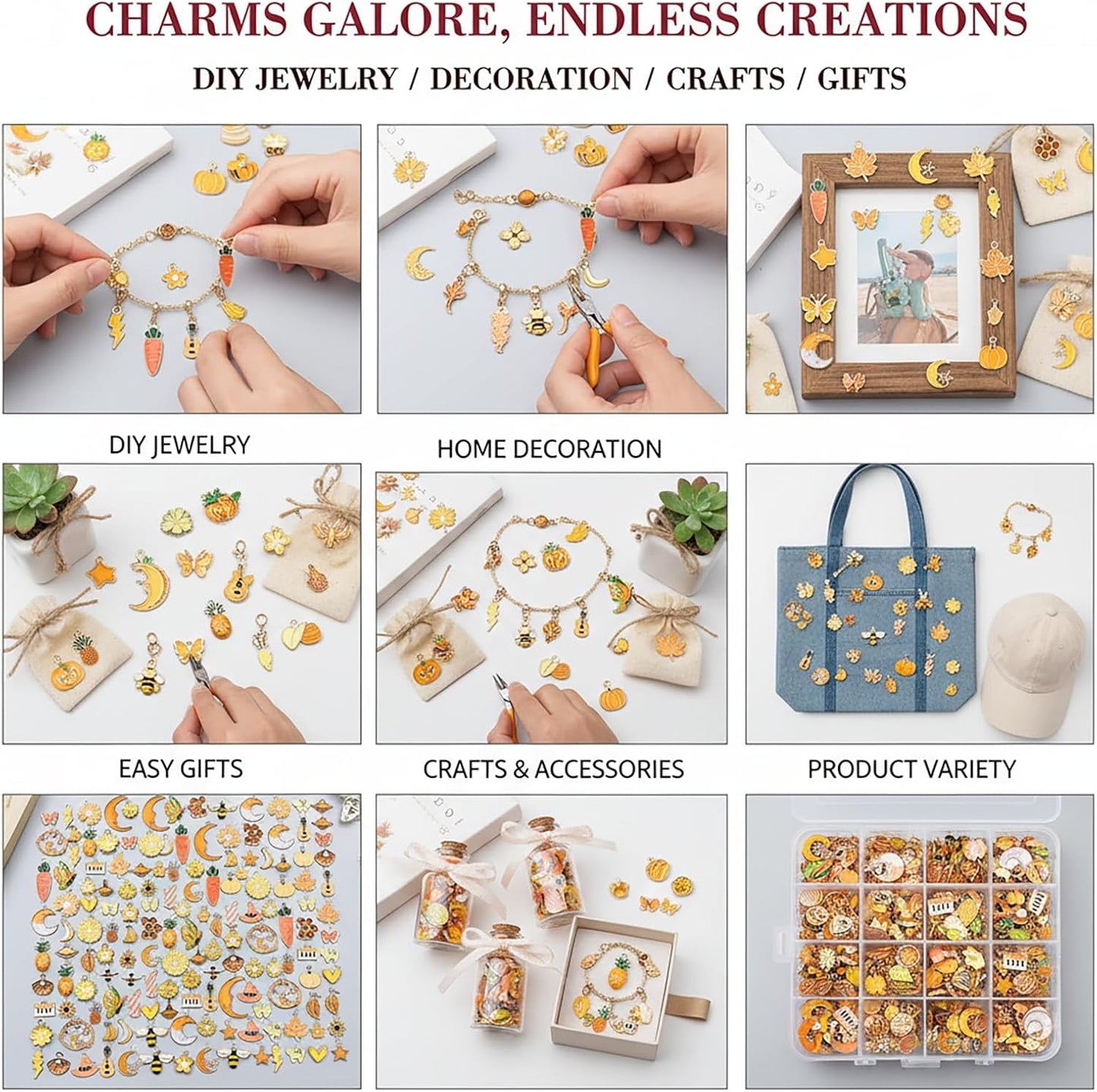 100 Pcs Random Enamel Charms for Jewelry Making Flowers, Hearts, and Mixed Styles Bracelet Necklaces Earrings Making Findings Supplies (SN1256-Yellow)