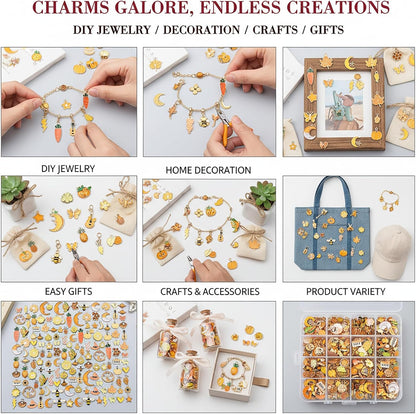 100 Pcs Random Enamel Charms for Jewelry Making Flowers, Hearts, and Mixed Styles Bracelet Necklaces Earrings Making Findings Supplies (SN1256-Yellow)