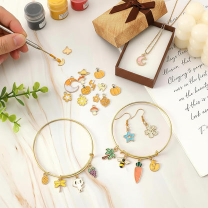100 Pcs Random Enamel Charms for Jewelry Making Flowers, Hearts, and Mixed Styles Bracelet Necklaces Earrings Making Findings Supplies (SN1256-Yellow)