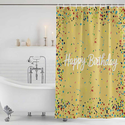 Stall Shower Curtains 36" x 72", Yellow Birthday Washable Shower Curtain for Bathroom, Colorful Confetti Ribbons Polka Dots Classroom Waterproof Polyester Fabric Bathtub Curtain Panel
