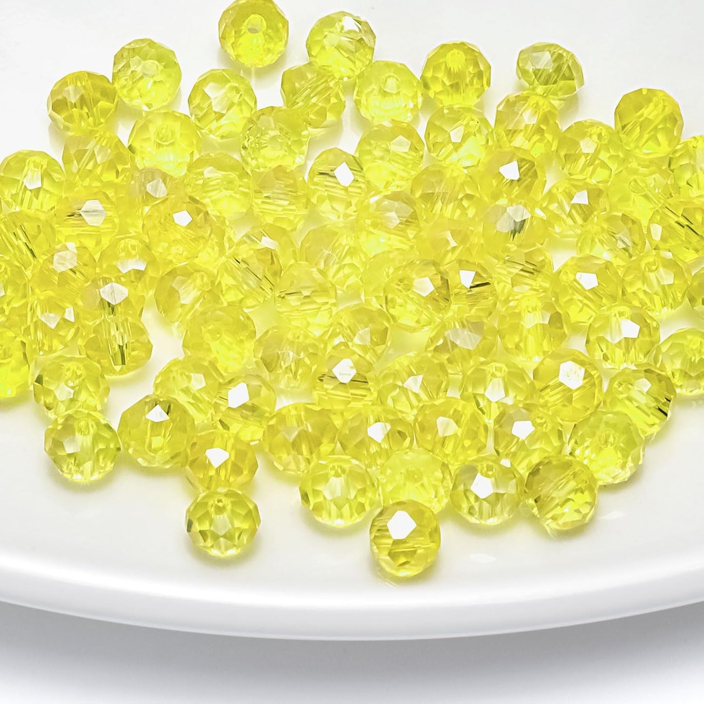 267 Pieces 6mm Crystal Glass Beads Round Multiple Faceted Loose Spacer Faceted Rondelle Glass Beads with Hole for DIY Craft Bracelet Necklace Earring Making(Lemon Yellow AB)