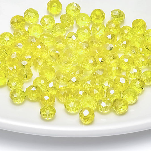 267 Pieces 6mm Crystal Glass Beads Round Multiple Faceted Loose Spacer Faceted Rondelle Glass Beads with Hole for DIY Craft Bracelet Necklace Earring Making(Lemon Yellow AB)