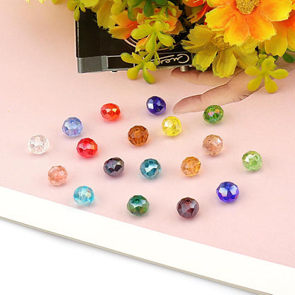 267 Pieces 6mm Crystal Glass Beads Round Multiple Faceted Loose Spacer Faceted Rondelle Glass Beads with Hole for DIY Craft Bracelet Necklace Earring Making(Lemon Yellow AB)