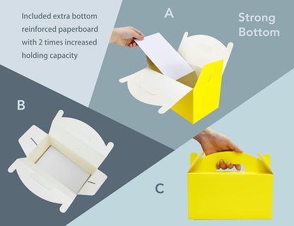 Treat Gift Boxes, 30 Pack, Yellow, 9.45x5x5 IN | Gable Box For Party Favor, Goodie, Birthday, Baby Shower, Wedding, Christmas, Bridesmaid