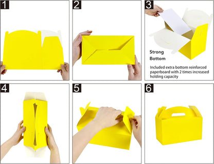 Treat Gift Boxes, 30 Pack, Yellow, 9.45x5x5 IN | Gable Box For Party Favor, Goodie, Birthday, Baby Shower, Wedding, Christmas, Bridesmaid
