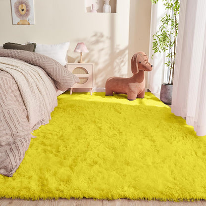 9x12 Yellow Rugs for Bedroom, Ultra-Soft Fluffy Area Rugs for Living Room, 9 x 12 Shag Carpet for Nursery, Kids, Girl, Boy, Baby, Plush, Fuzzy, Shaggy, Cute Home Decor