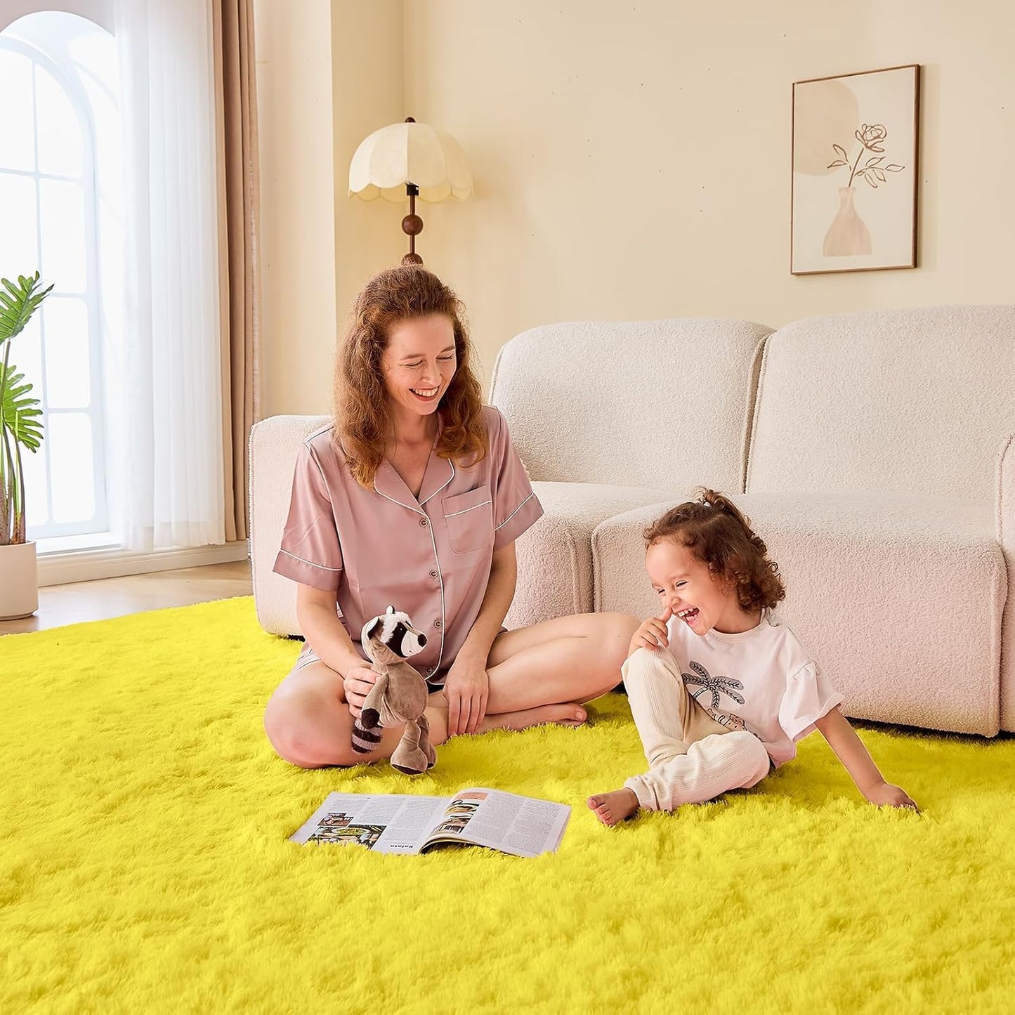 9x12 Yellow Rugs for Bedroom, Ultra-Soft Fluffy Area Rugs for Living Room, 9 x 12 Shag Carpet for Nursery, Kids, Girl, Boy, Baby, Plush, Fuzzy, Shaggy, Cute Home Decor
