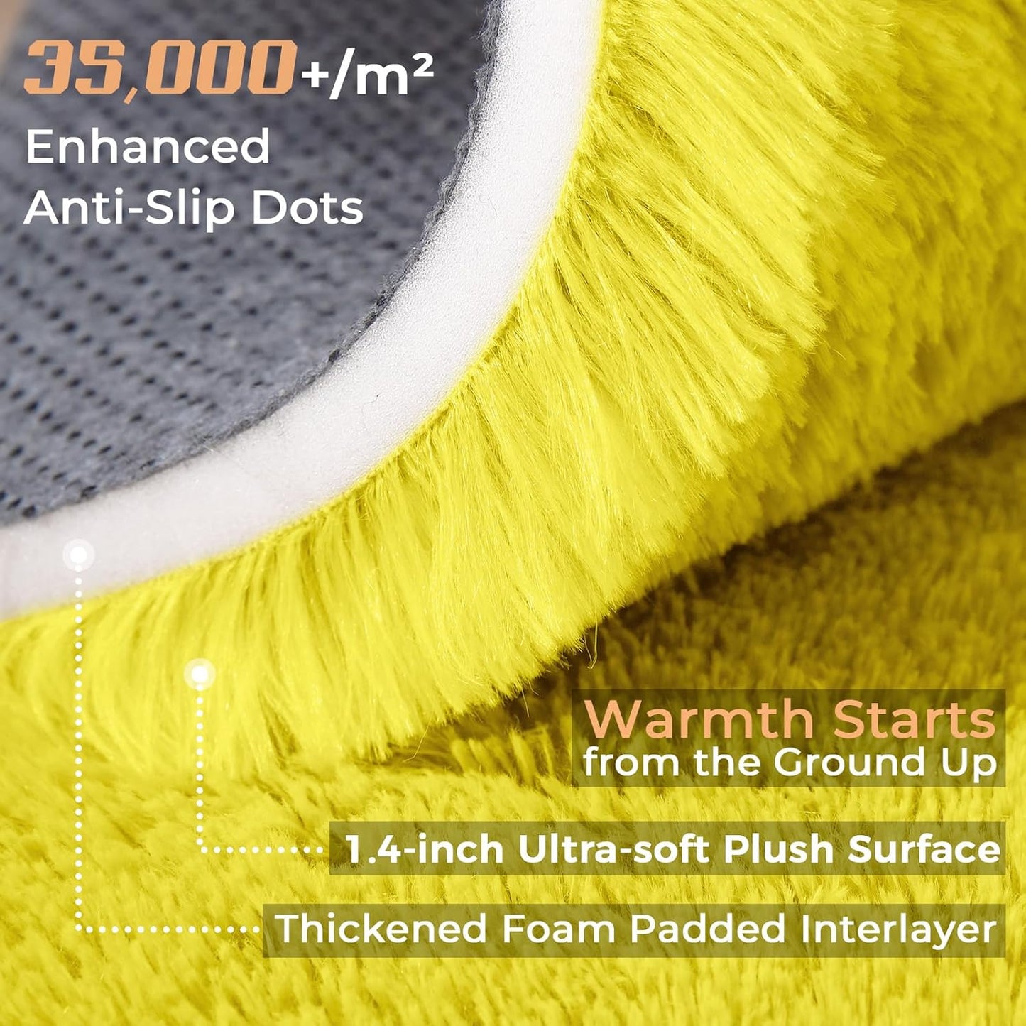 9x12 Yellow Rugs for Bedroom, Ultra-Soft Fluffy Area Rugs for Living Room, 9 x 12 Shag Carpet for Nursery, Kids, Girl, Boy, Baby, Plush, Fuzzy, Shaggy, Cute Home Decor