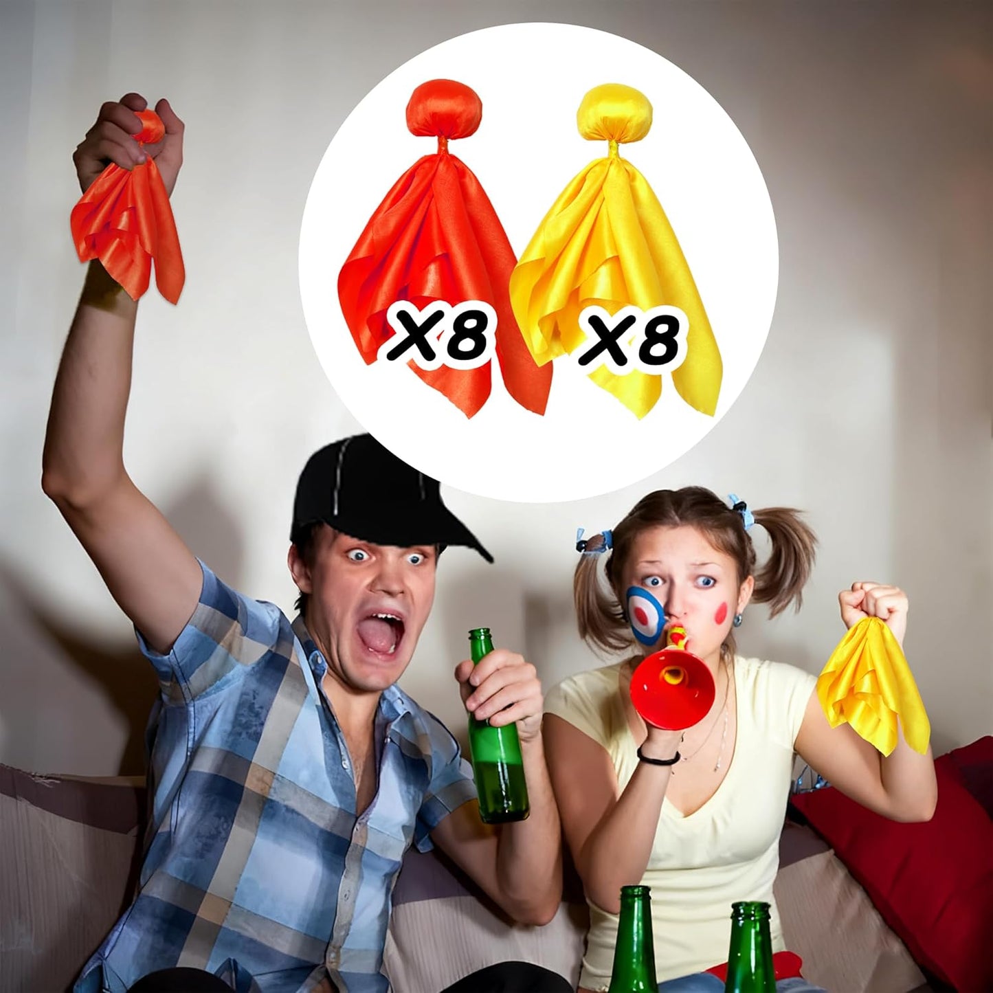 16 Pcs Penalty Flag Football Flags, Challenge Flag, for Referee, Lacrosse, Sports Fan for Football Games Party Accessory Referee Game Party(8 Red, 8 Yellow)