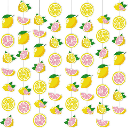 8 Pcs Lemon Party Banners Pink Lemon Paper Garland Birthday Party Decorations for Wedding Birthday Baby Shower Bridal Summer Fruit Decorations