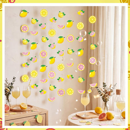 8 Pcs Lemon Party Banners Pink Lemon Paper Garland Birthday Party Decorations for Wedding Birthday Baby Shower Bridal Summer Fruit Decorations