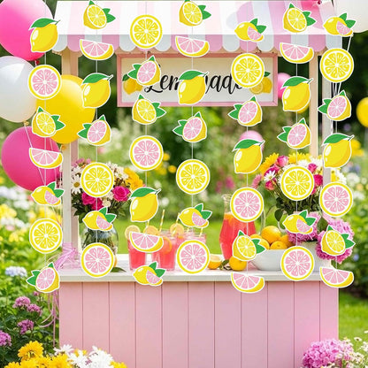 8 Pcs Lemon Party Banners Pink Lemon Paper Garland Birthday Party Decorations for Wedding Birthday Baby Shower Bridal Summer Fruit Decorations