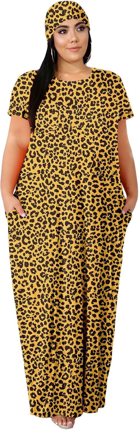 Women's Plus Size Casual Maxi Dress Summer Sleeveless Loose Beach Dress Sundress with Pockets