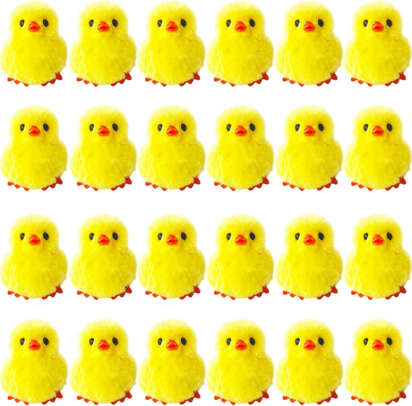 24 PCS Easter Fluffy Chicks,3.4 Inch Yellow Soft Plush Chicks Figurines,Realistic Plush Farm Chick Mini Ornaments Stuffed Animal for Easter,Party Favors,Gift Bag Filler