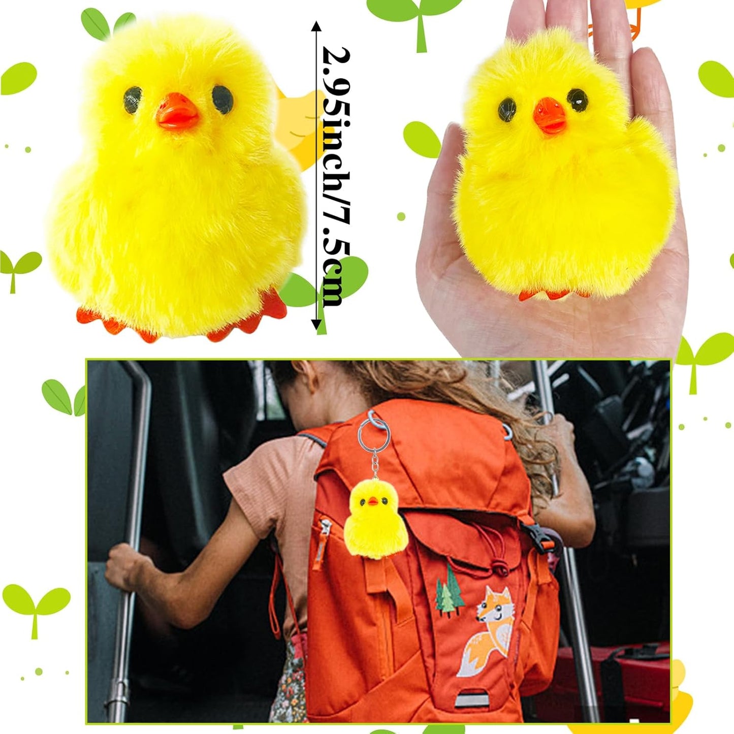 24 PCS Easter Fluffy Chicks,3.4 Inch Yellow Soft Plush Chicks Figurines,Realistic Plush Farm Chick Mini Ornaments Stuffed Animal for Easter,Party Favors,Gift Bag Filler