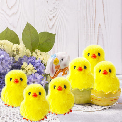 24 PCS Easter Fluffy Chicks,3.4 Inch Yellow Soft Plush Chicks Figurines,Realistic Plush Farm Chick Mini Ornaments Stuffed Animal for Easter,Party Favors,Gift Bag Filler