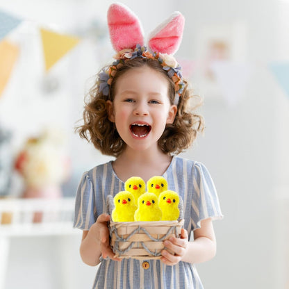 24 PCS Easter Fluffy Chicks,3.4 Inch Yellow Soft Plush Chicks Figurines,Realistic Plush Farm Chick Mini Ornaments Stuffed Animal for Easter,Party Favors,Gift Bag Filler