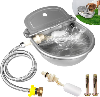 Automatic Water Dispenser for Dogs, 304 Steel Float Valve Pet Water Bowl