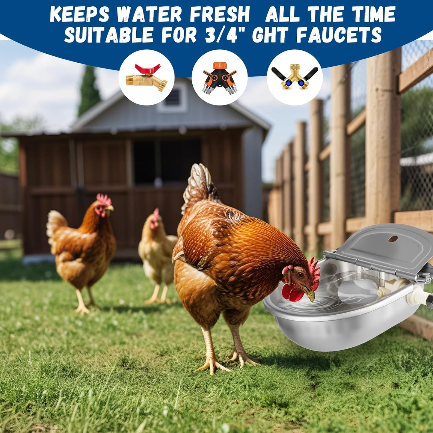 Automatic Water Dispenser for Dogs, 304 Steel Float Valve Pet Water Bowl