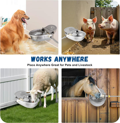Automatic Water Dispenser for Dogs, 304 Steel Float Valve Pet Water Bowl