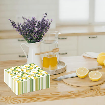 50 PCS Lemon Cocktail Napkins Yellow Citrus Paper Napkin 3-Ply Summer Fruit Disposable Napkins Lemon Dinner Hand Towels for Kitchen Bathroom Summer Beverage Party Supplies